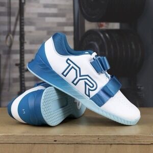 TYR L-1 Lifter Shoes‎ Men 4.5 / Women 6 White Blue Weightlifting Gym Sneakers